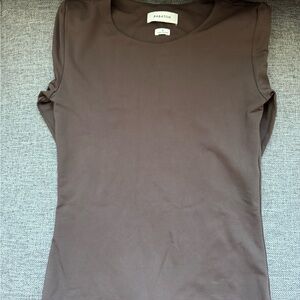 Babaton contour crew long sleeve bodysuit in brown, size small.